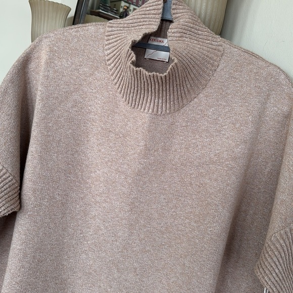 NWT KERISMA OVERSIZED BOXY DRESS SCULPTURAL RIB TURTLENECK FITTED 3/4 SLEEVES - Picture 4 of 16